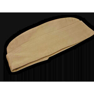 WWII US Army Military Uniform Garrison Hat Summer Cap Tan 1942 7 5/8 Vintage